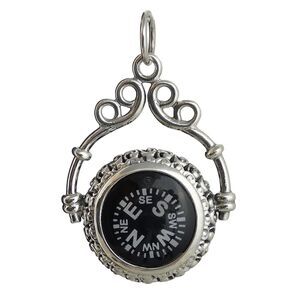 Sterling Silver Victorian Working Compass Pendant